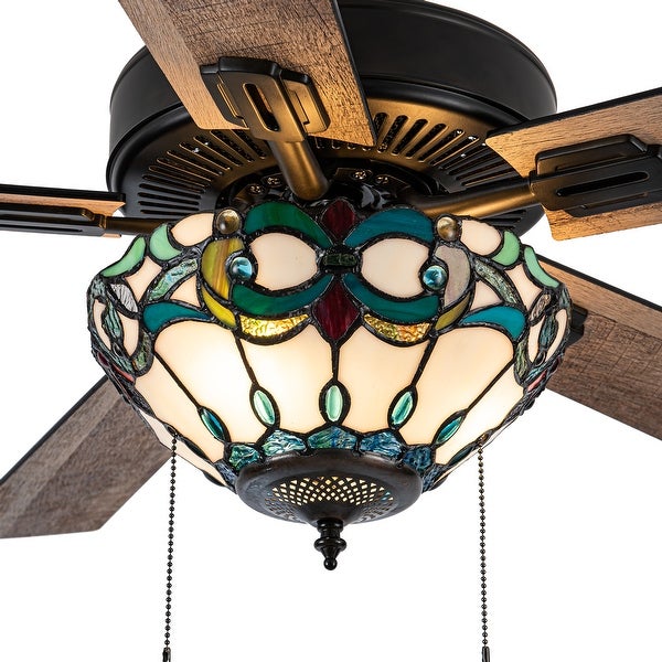 a River of Goods Oil-Rubbed Bronze and Stained Glass 52-Inch 3-Light Remote-Controlled Ceiling Fan Shopping - The Best Deals on Ceiling Fans | 40803857