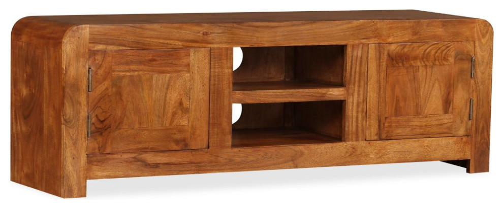 vidaXL TV Stand TV Unit Sideboard TV Console Solid Wood with Honey Finish   Rustic   Entertainment Centers And Tv Stands   by vidaXL LLC  Houzz