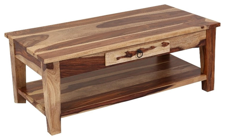 Sante Fe Solid Sheesham Wood Coffee Table With Drawer   Coffee Tables   by Homesquare  Houzz