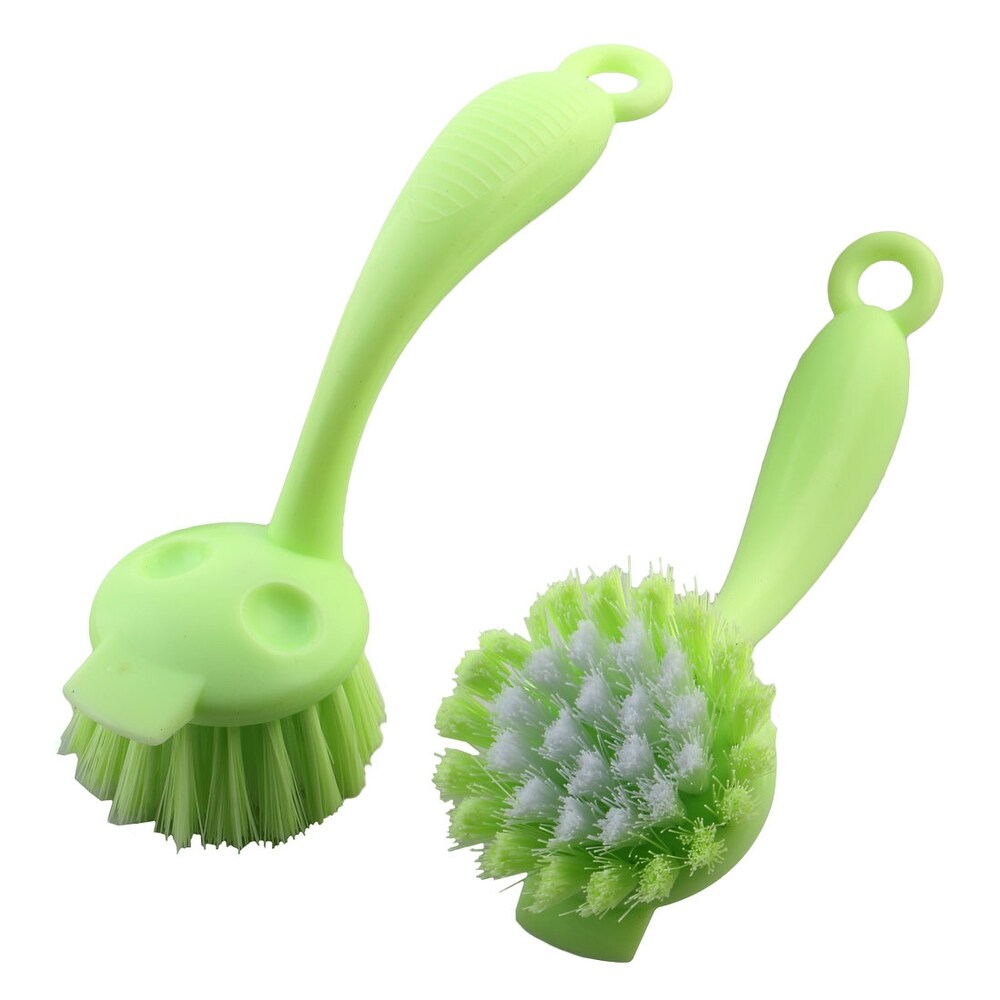 Plastic Cooking Pot Pan Stockpot Bowl Cleaner Scrubbing Brush 3pcs   Light Green White   7.1\