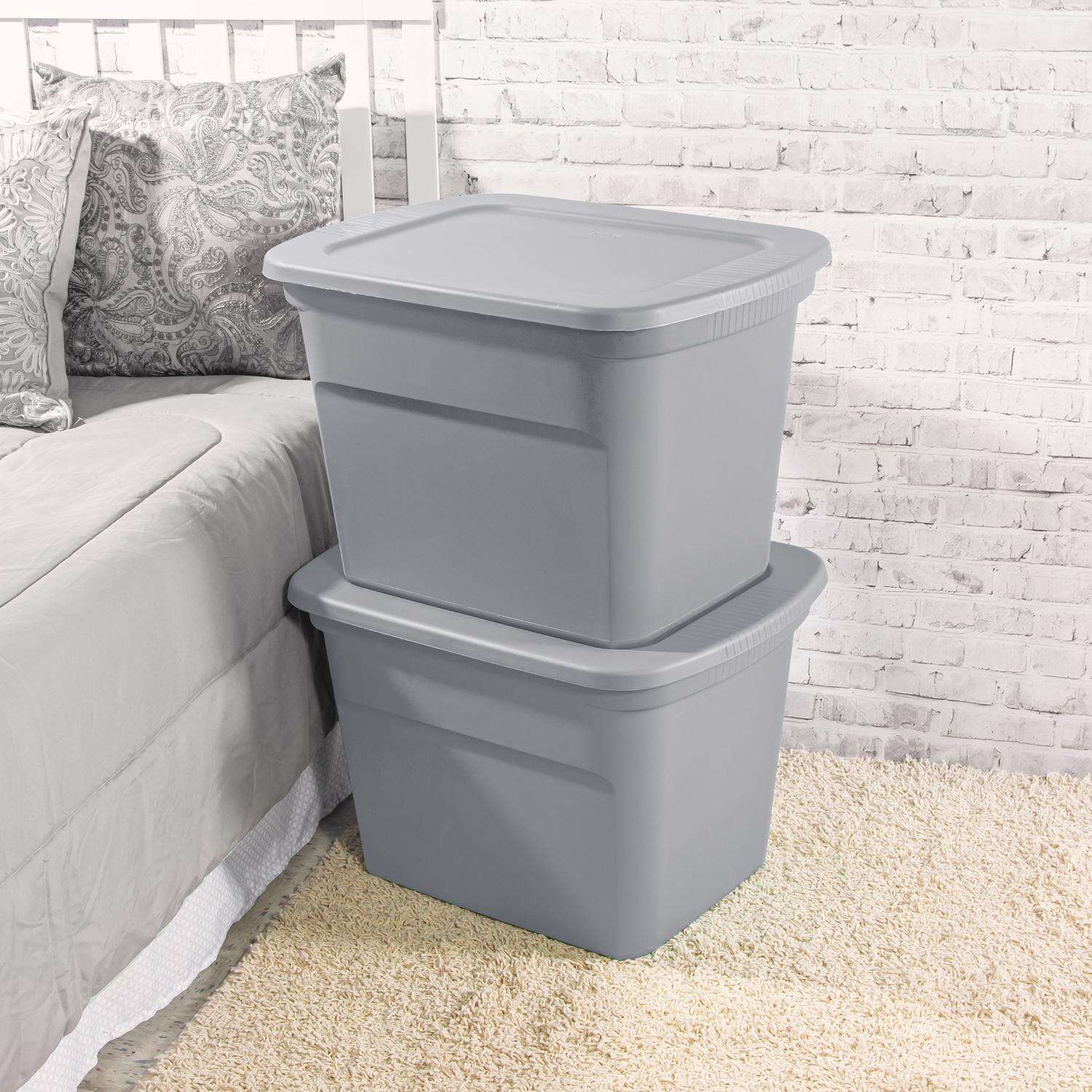 Sterilite 18 gal Gray Storage Tote 16-1/8 in. H X 23-1/2 in. W X 18-3/8 in. D Stackable