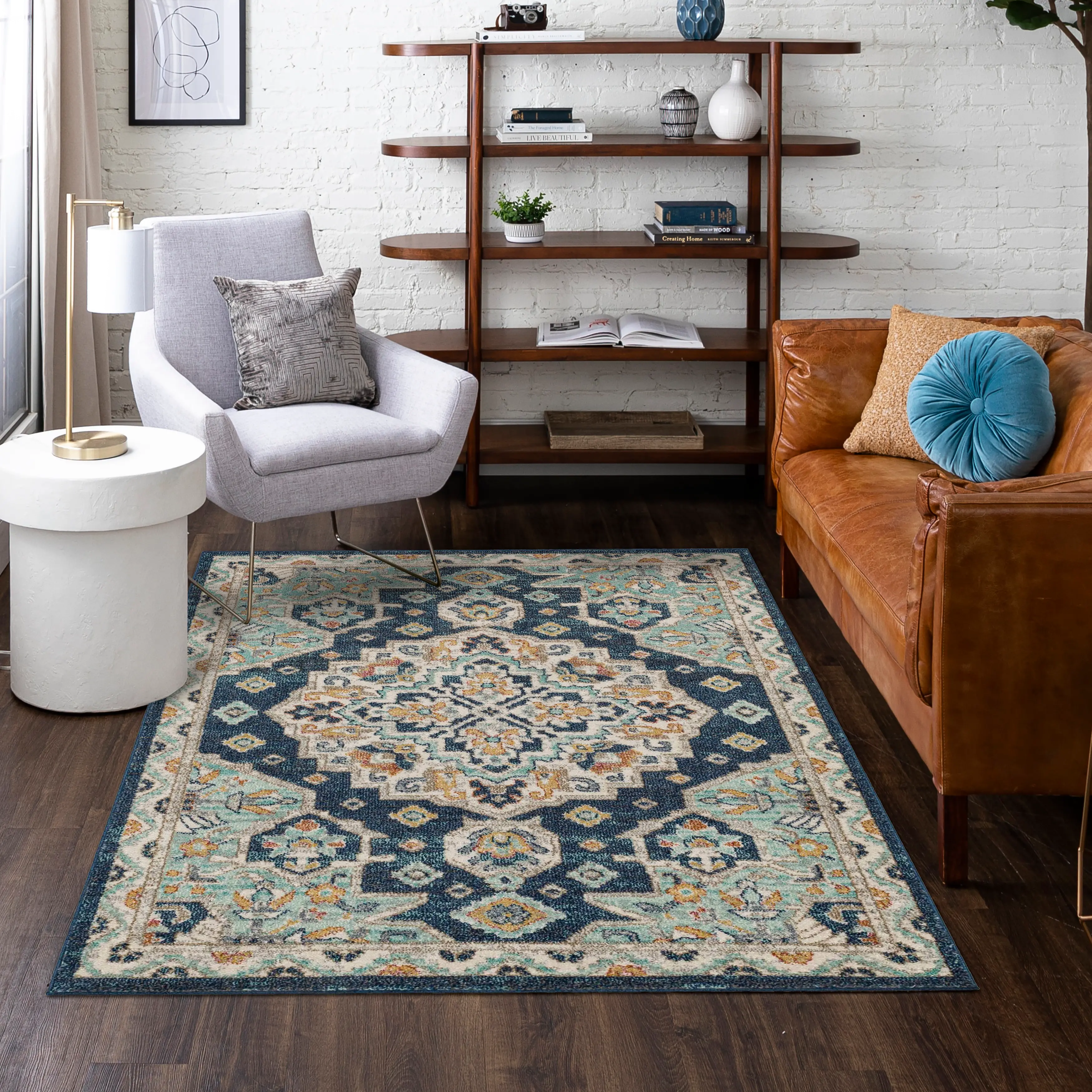 Whimsey 5 x 8 Jennings Ornamental Blue Area Rug