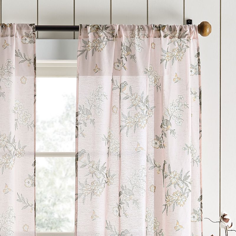 Martha Stewart Martha's Garden Print Poletop 2 Window Curtain Panels