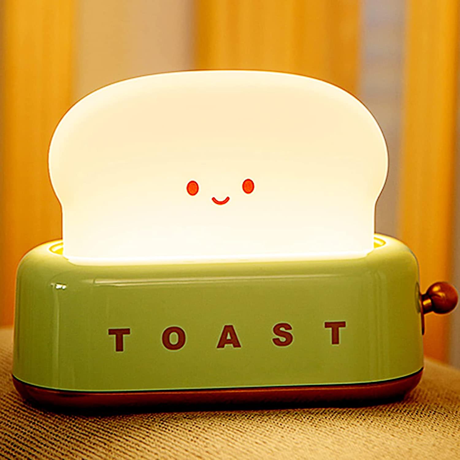 Cute Toast Night Lamp，dimmable Led Night Light Rechargeable Desk Lamp With Timer， Portable Bedroom Bedside Lamps，christmas Decor Lights For Baby Girls