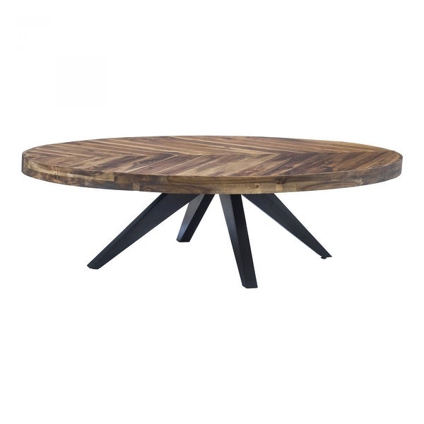 Macari Paris Rustic Oval Acacia Wood Coffee Table