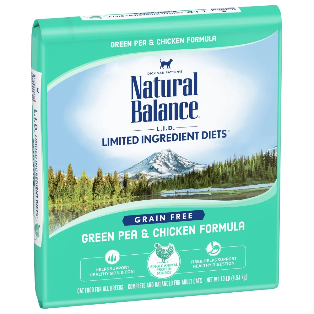 Natural Balance L.I.D. Limited Ingredient Diets Green Pea and Chicken Formula Grain-Free Dry Cat Food 10 lb