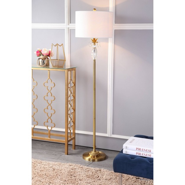 Crystal metal Adalyn Floor Lamp includes Led Light Bulb Gold Jonathan Y