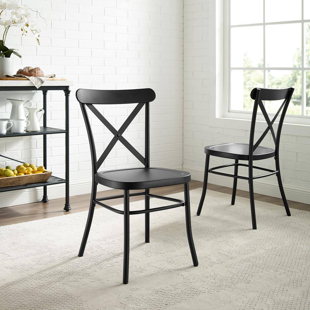 CROSLEY FURNITURE Camille Black Metal Dining Chair (Set of 2) CF500620-MB