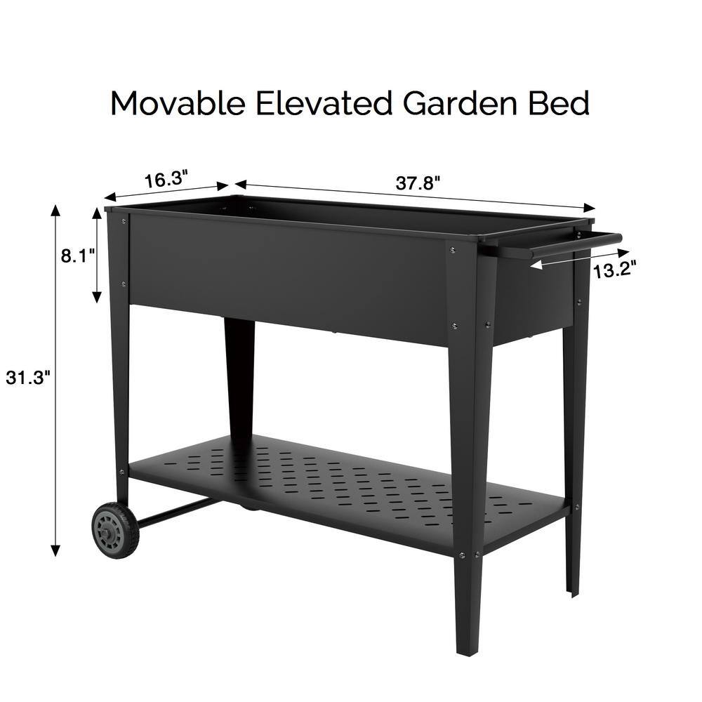 Tozey 38 in. W x 31 in. H Outdoor Movable Metal Elevated ​Garden Bed Cart with Wheels T-GB22-0072-0