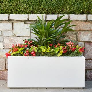 PolyStone Planters Milan Tall 46 in. x 17 in. White Composite Trough 1001