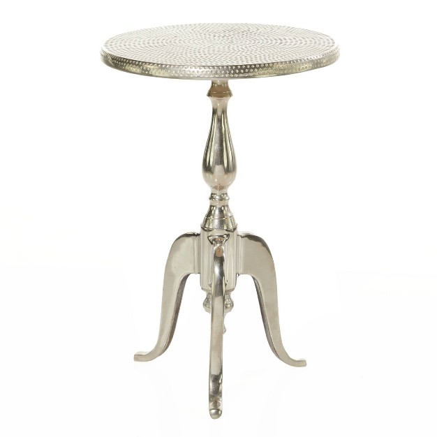 Hammered Metal Accent Table Silver Olivia amp May