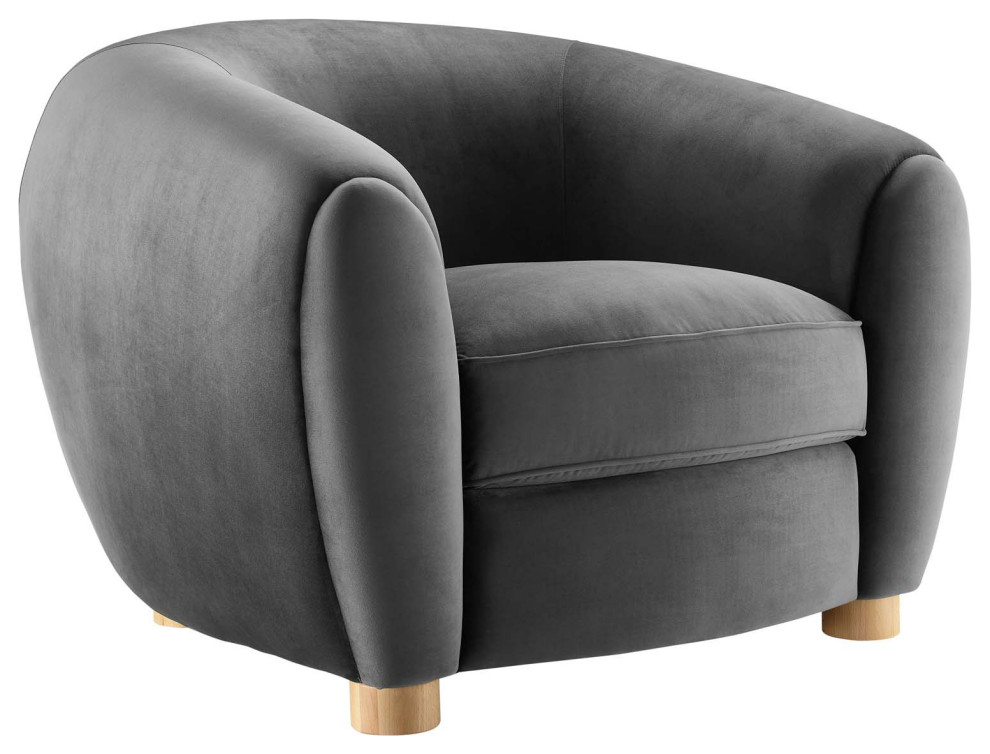 Abundant Performance Velvet Armchair   Transitional   Armchairs And Accent Chairs   by GwG Outlet  Houzz