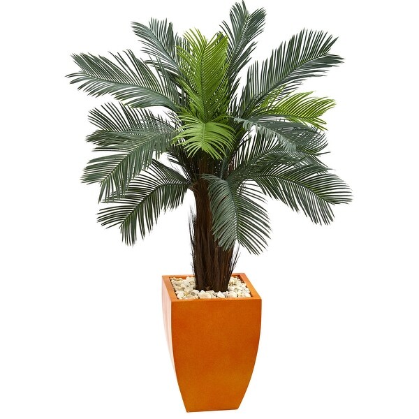 4.5' Cycas Artificial Tree in Orange Planter UV Resistant (Indoor/Outdoor)