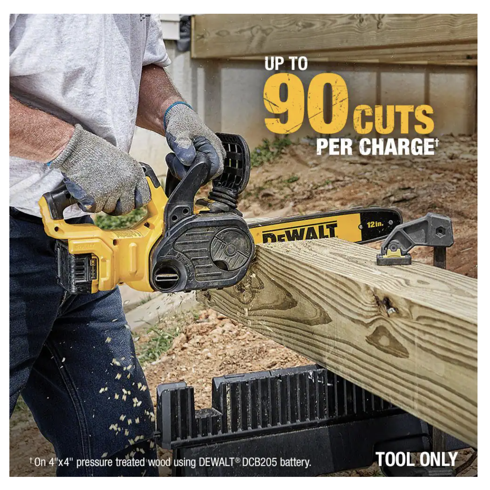 Dewalt 20V MAX 12in. Brushless Cordless Battery Powered Chainsaw， Tool Only， 45 Link (DCCS620BW1DT612)