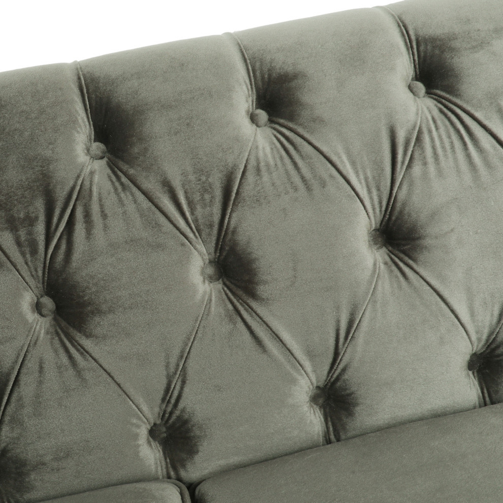 Jameer Modern Glam Tufted Velvet 3 Seater Sofa   Traditional   Sofas   by GDFStudio  Houzz