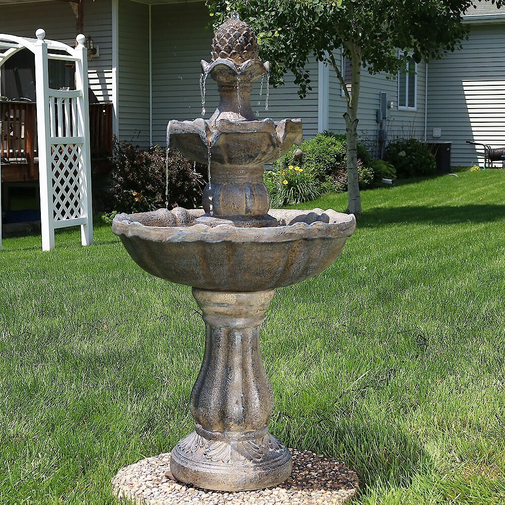 Sunnydaze Decor 2-Tier Pineapple Solar Water Fountain