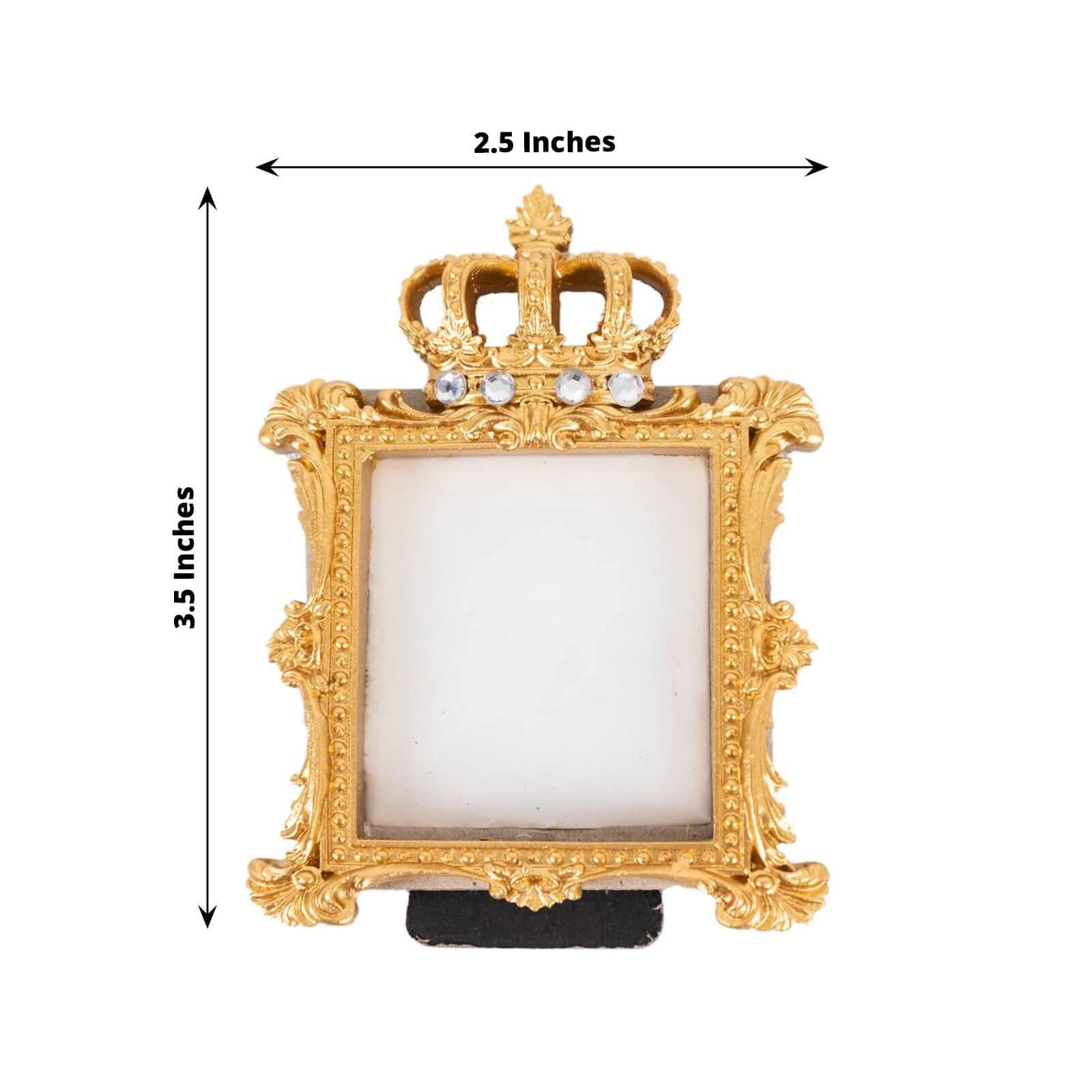 4 Pack Gold Resin Royal Crown Square Party Favors Picture Frame, Baroque Wedding Place Card Holders - 3.5