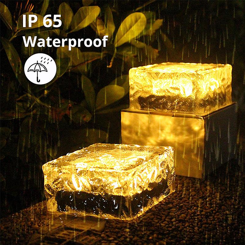 Outdoor Waterproof Solar Led Clear Ice Cube Lights Rgb Remote Stair Step Lamp For Garden Yard Pathway Party Lawn Landscape Decor