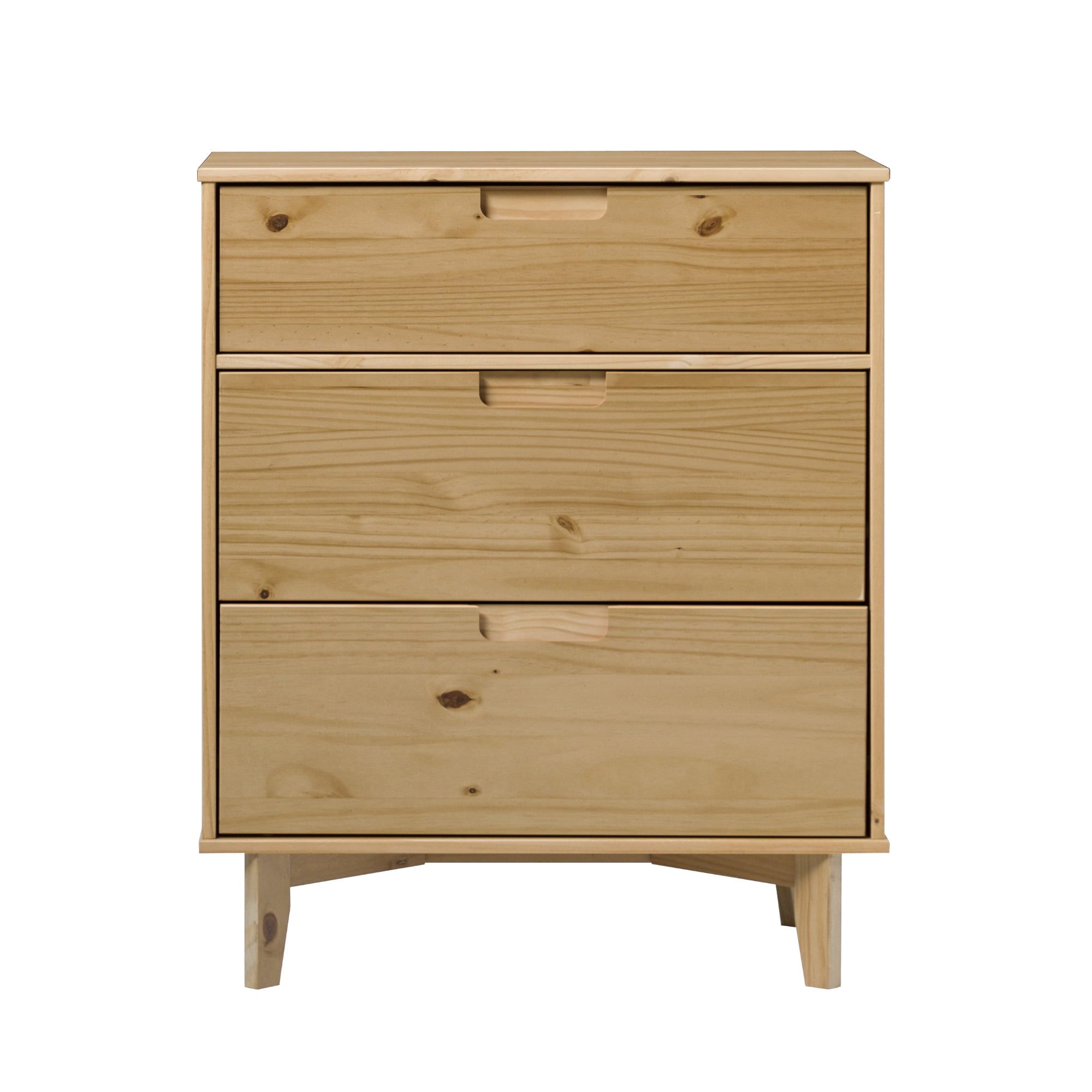 Manor Park 3-Drawer Groove Handle Solid Wood Dresser - Natural Pine