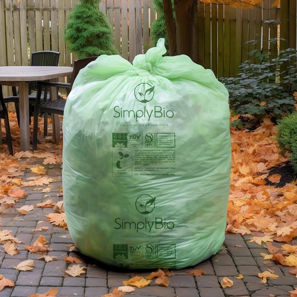 Simply Bio 55 Gal. Compostable Trash Bags with Flat Top Eco-Friendly Heavy-Duty (20-Count) SB-55GAL-F-20PK