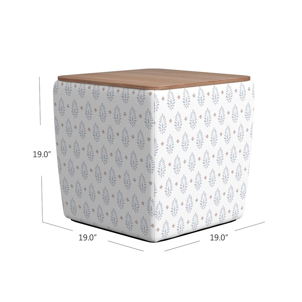 HomePop Storage Table Ottoman with Wood Top