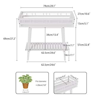 AESOME 2-Tier White Plant Stand 27.7 in. Tall Rectangular Modern Wooden Display Shelving Rack Holder for Sofa Side Home Decor HJ798