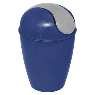 0.5 l0.3 Gal. Mini Waste Basket for Bath or Kitchen Countertop with Chrome Lid in Navy Blue 6507118