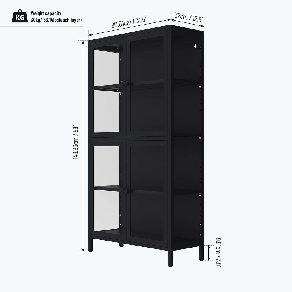 our Glass Door Storage Cabinet with Adjustable Shelves