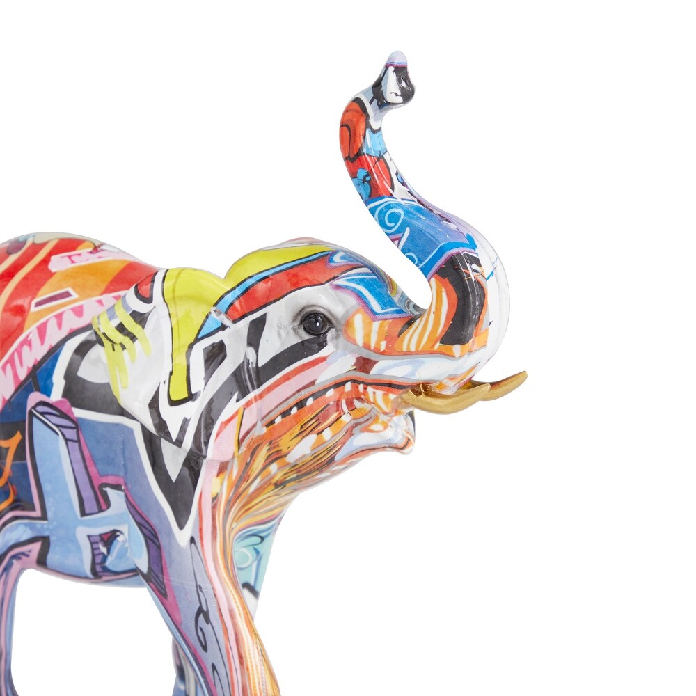 The Novogratz Multi Colored Polystone Graffiti Elephant Sculpture