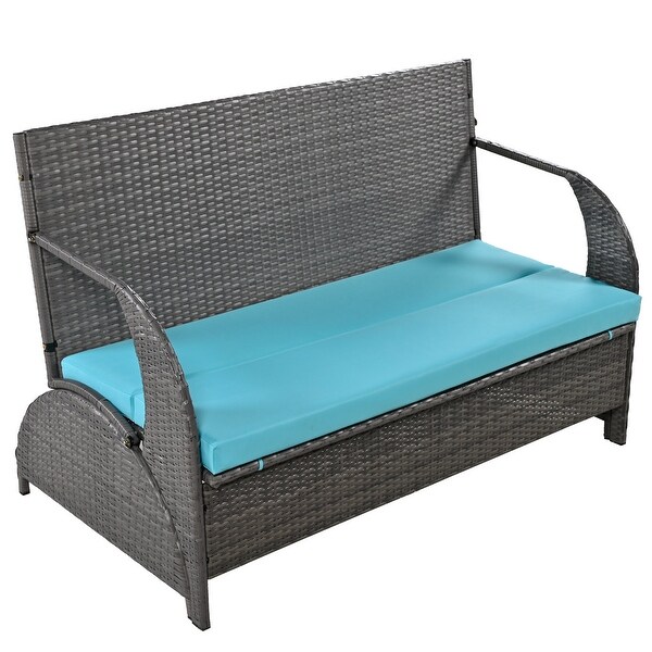 Roomfitters Versatile Outdoor Loveseat Converts to Four Seats and a Table，Durable Design，Ideal for Gardens，Lawns，Patio