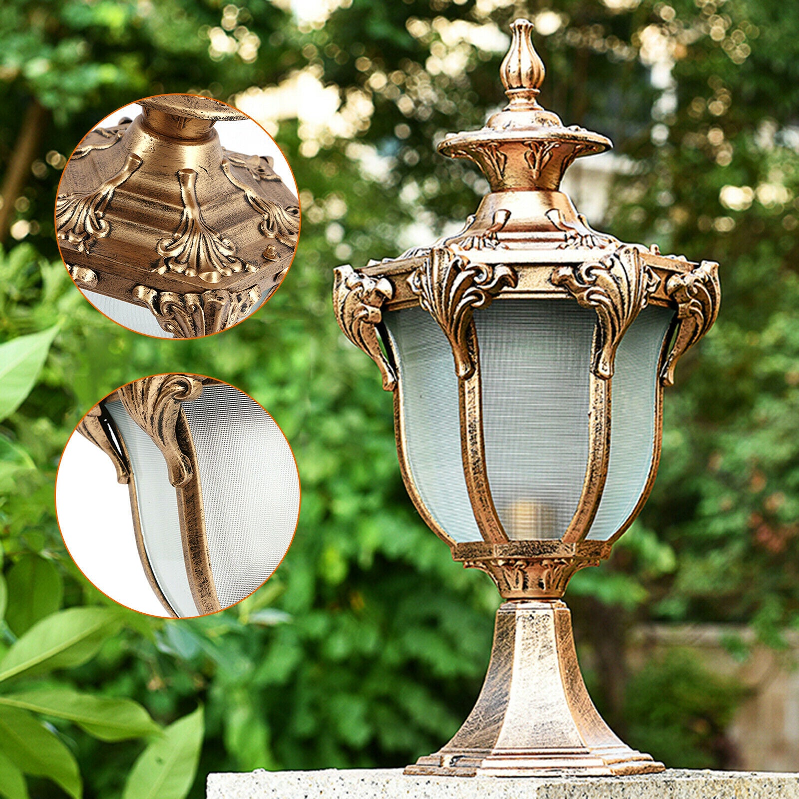 Vintage Pillar Light Outdoor Garden Post Lamp Waterproof Patio Yard Lantern Lamp Electric