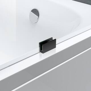 FELYL Caffee Max 48 in. W x 58 in. H Public Pivot Frameless Tub Doors in Matte Black Finish with Clear Water Repellent Glass FL81024858B