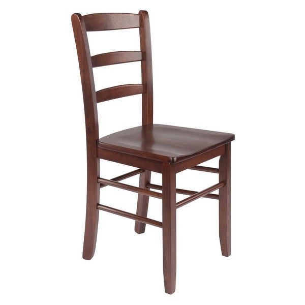 Wood Groveland 5-Piece Dining Set， Square Table and 4 Ladder Back Chairs， Walnut Finish