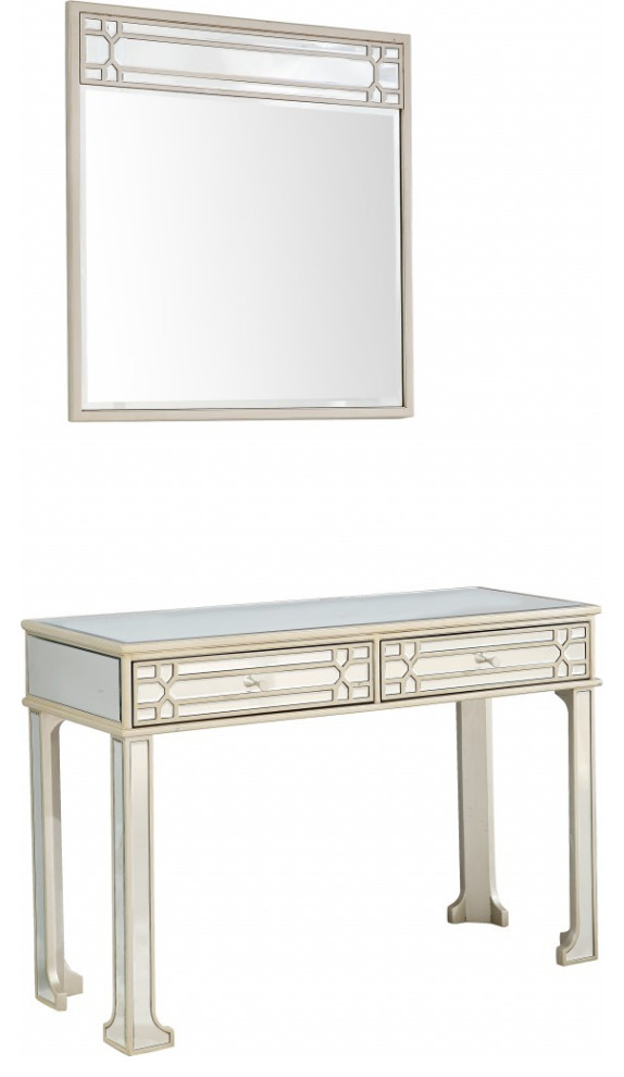 Champagne Finish Mirror and Console Table   Contemporary   Console Tables   by UStradeENT LLC  Houzz