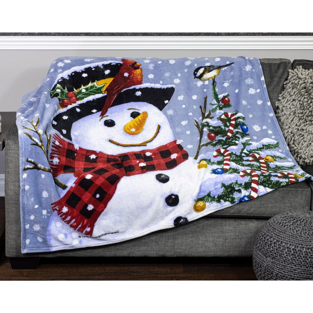 Snowman Super Soft Plush Fleece Throw Blanket