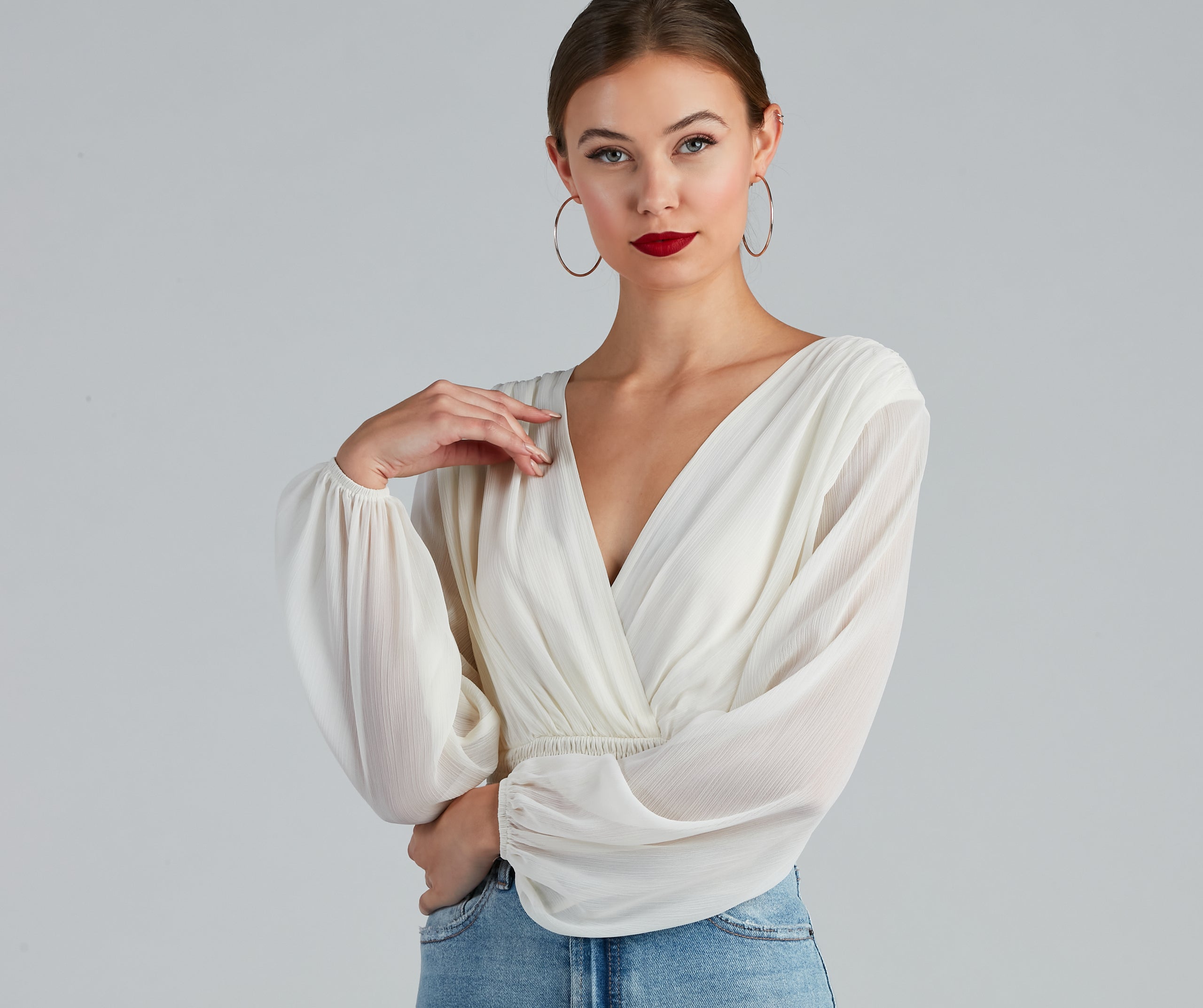 Boho Dreams Surplice Peasant Woven Top