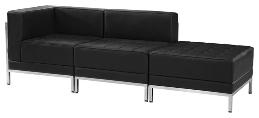 Hercules Imagination Series Black Leather 3 Piece Chair And Ottoman Set   Modern   Sofas   by XOMART  Houzz