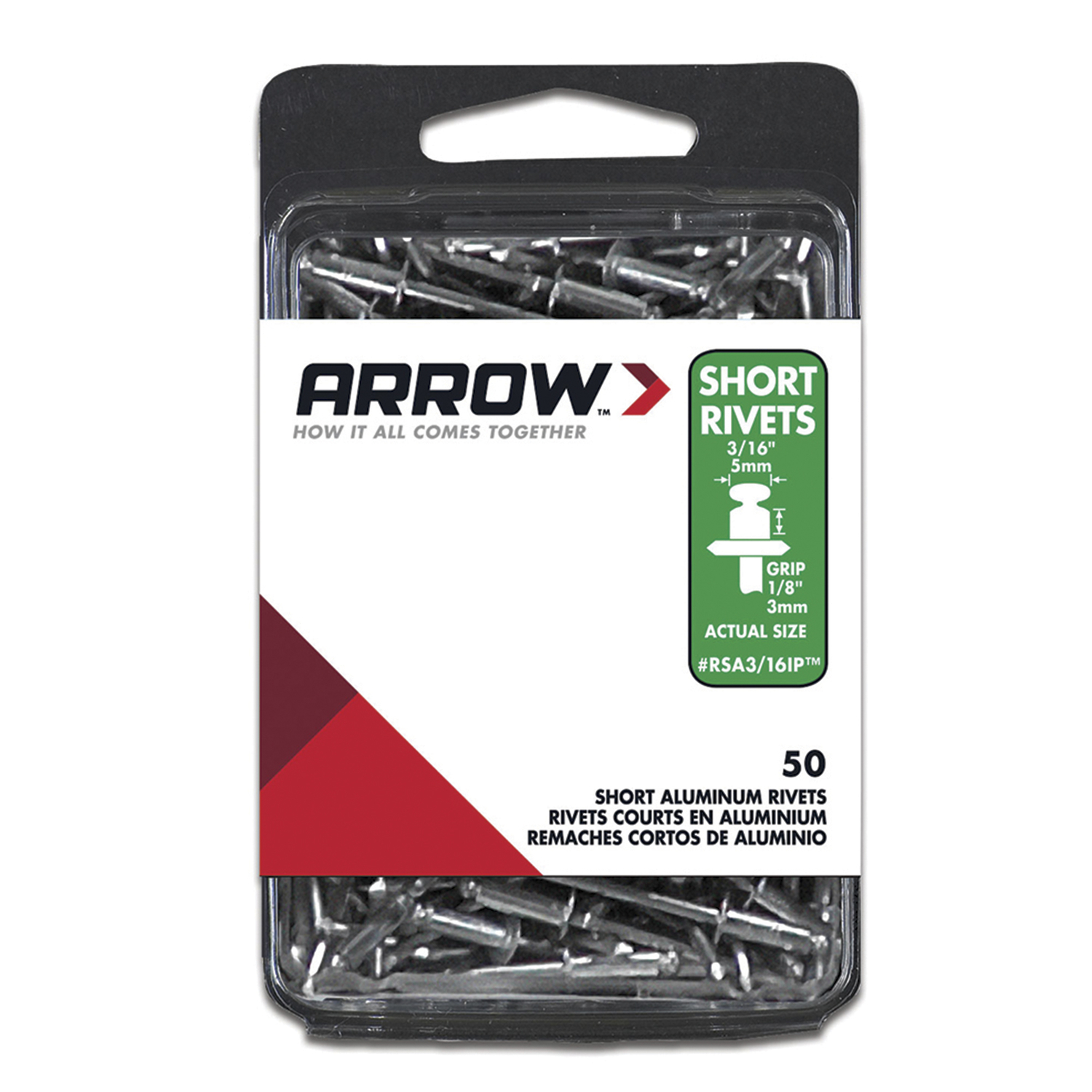 Arrow 3/16 in. D X 1/8 in. Aluminum Rivets Silver 50 pk