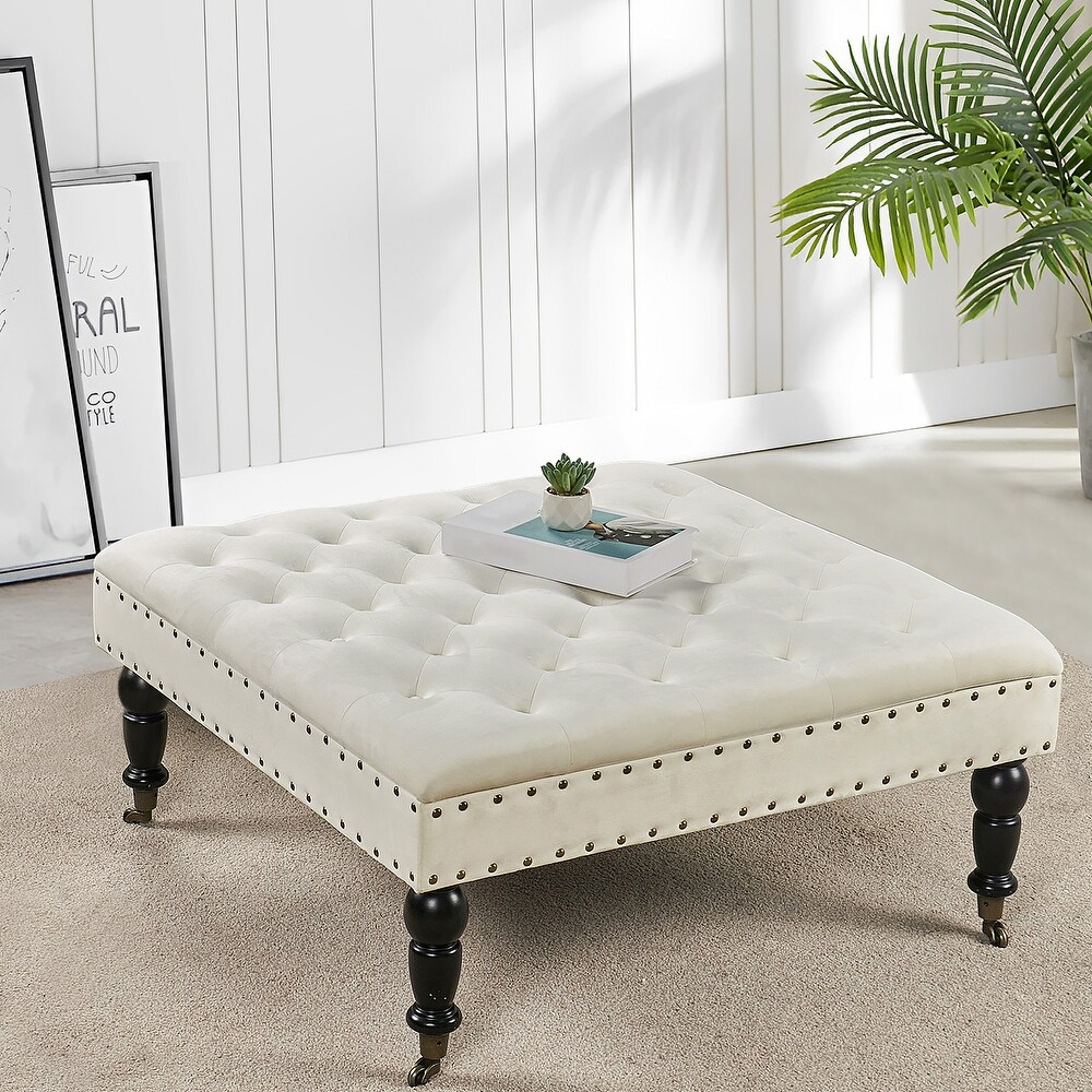 Home Soft Things Supersoft Tufted Coffee Table Ottoman   33\