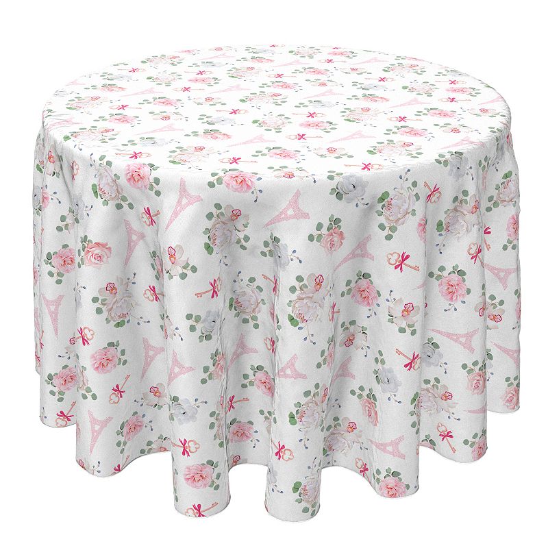 Round Tablecloth， 100% Cotton， 60 Round， Romantic Paris