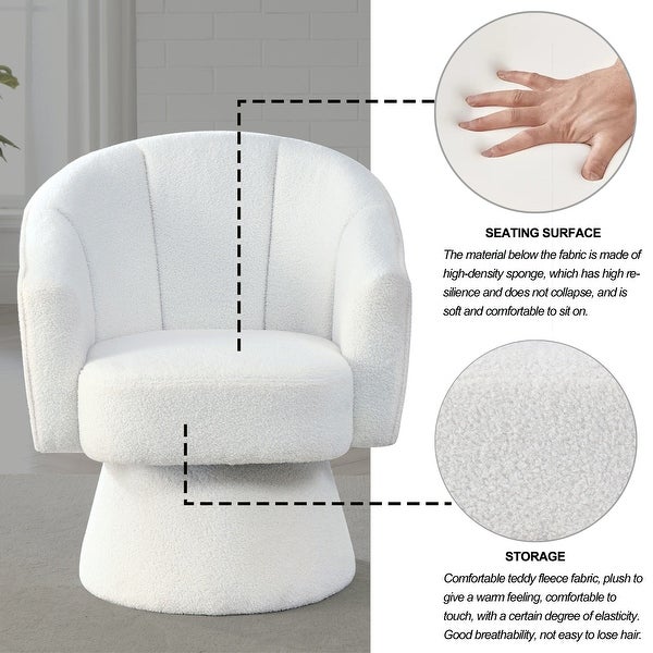 Modern Accent Swivel Chair in Teddy Fabric with Deep Channel Tufting - 29