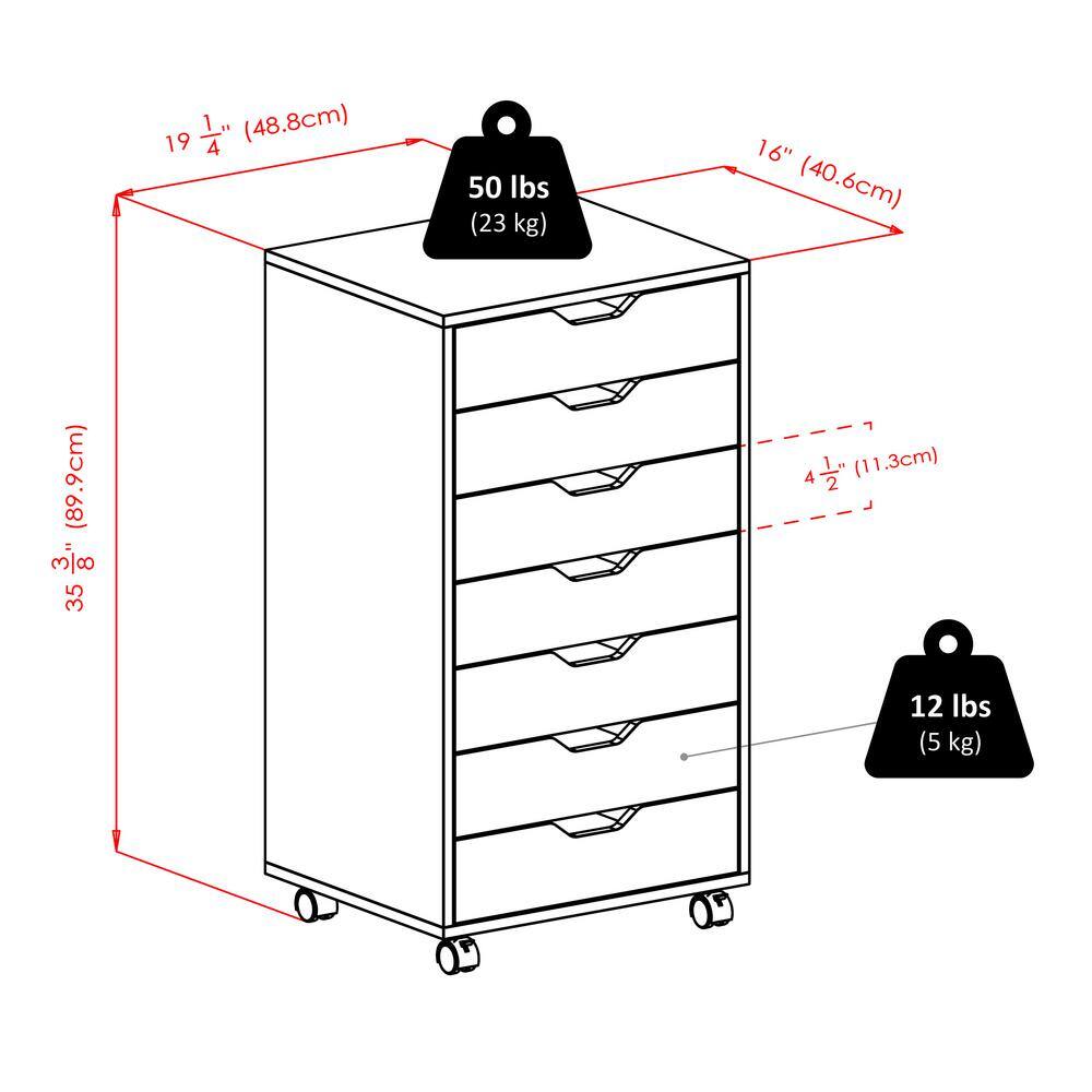 Winsome Halifax Black 7-Drawer Storage Cabinet 20792