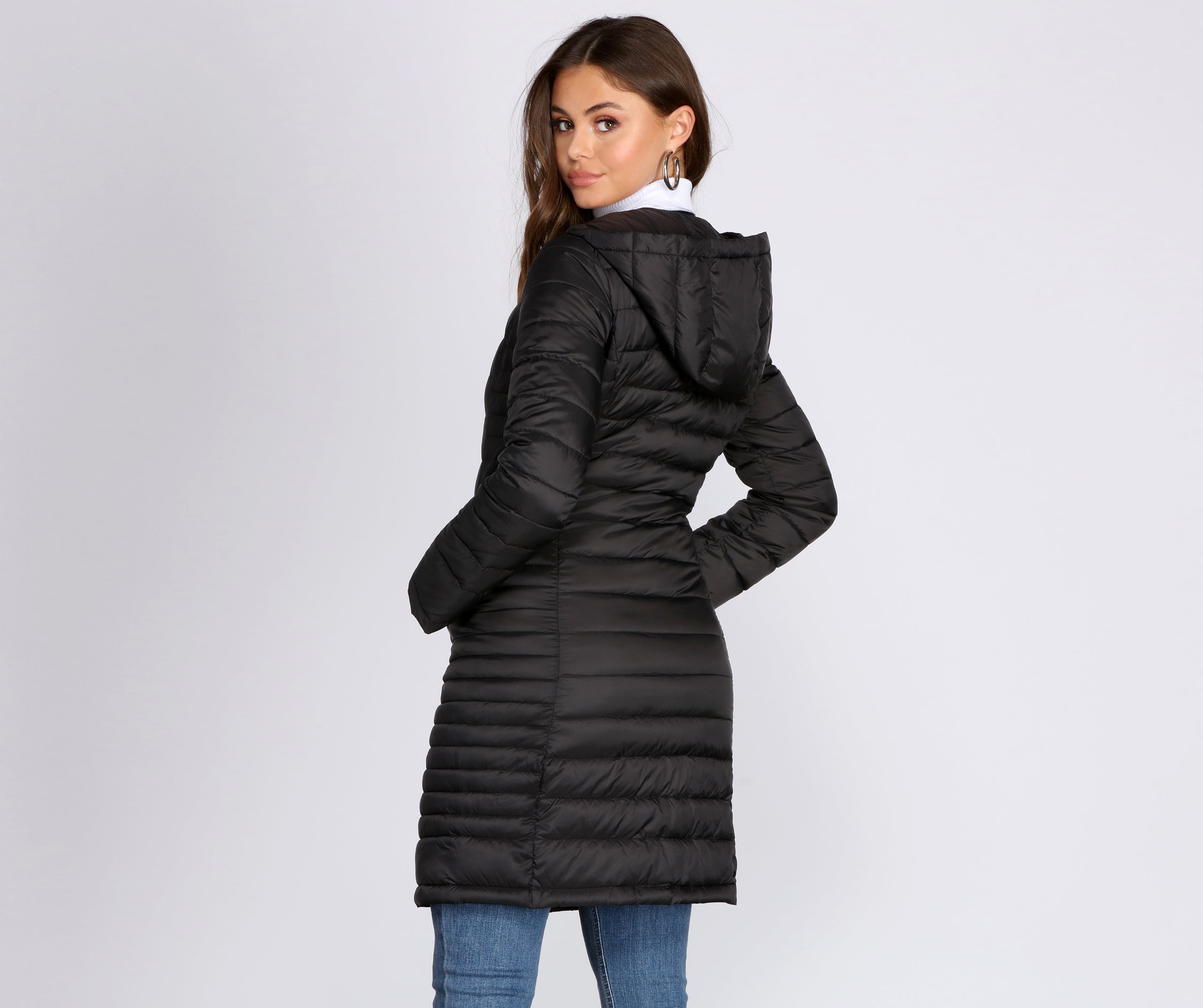 Long Puffer Hooded Jacket