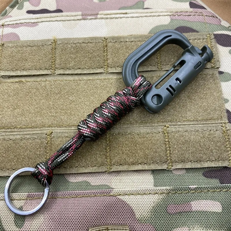 Custom Handmade EDC Tool Weave Outdoor Survival 550 Nylon Paracord Keyring Carabiner