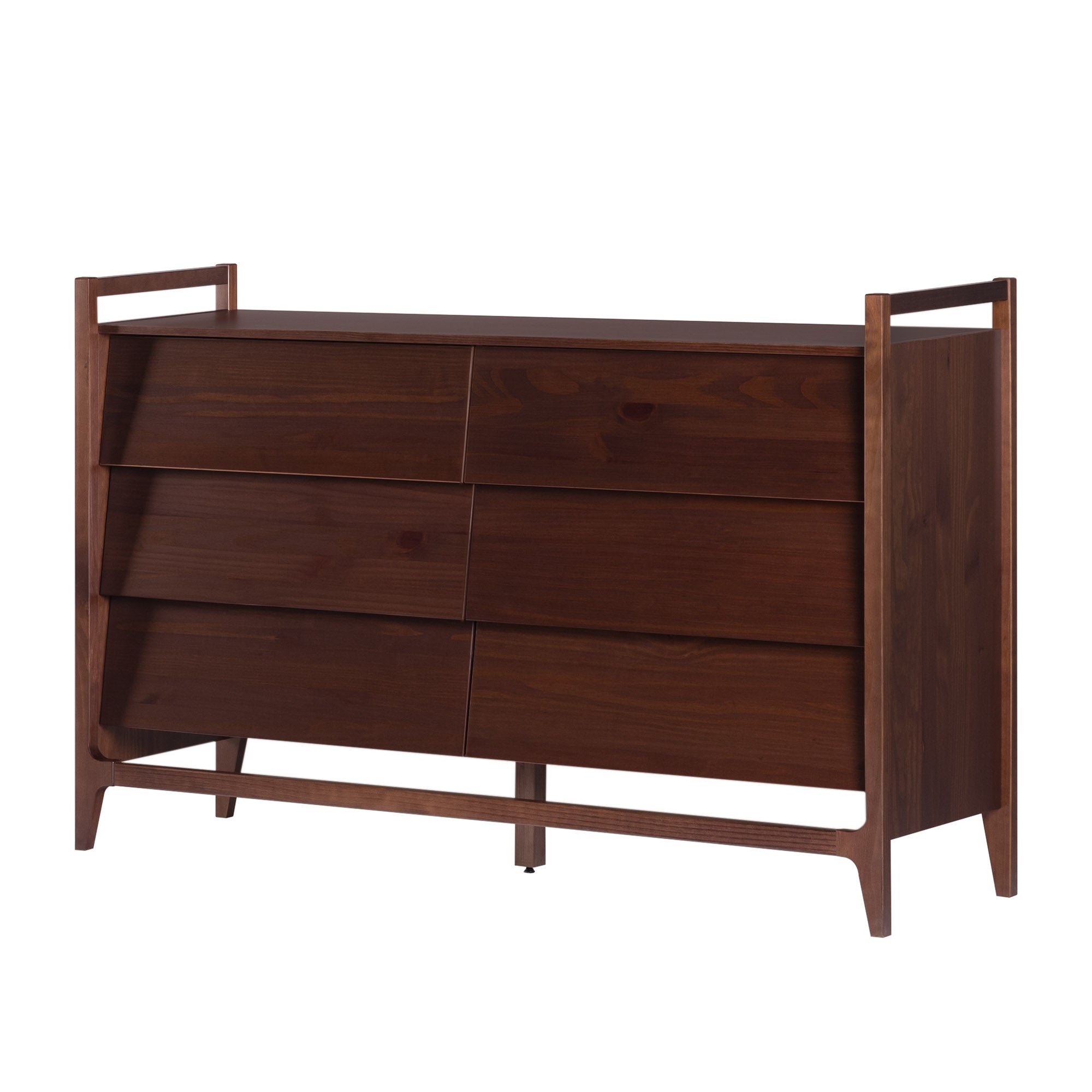 Manor Park Modern Angle-Front 6-Drawer Wood Dresser, Walnut