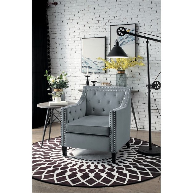 Grazioso Velvet Upholstered Accent Chair In Gray Lexicon