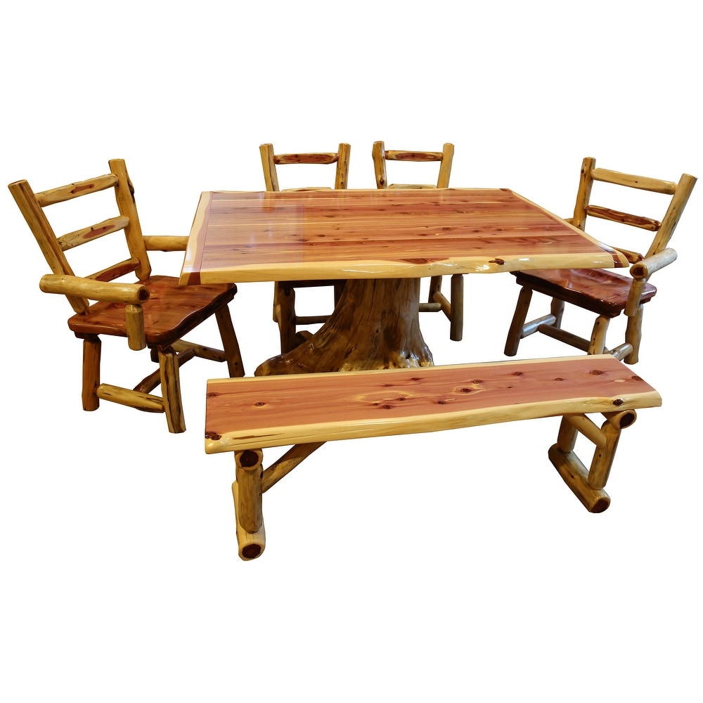 Red Cedar Log   Slab Dining Bench