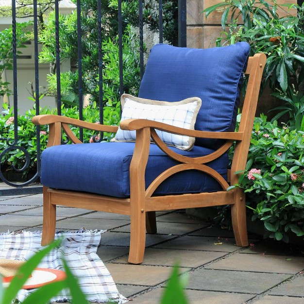 Cambridge Casual 3pc Abbington Teak Outdoor Patio Small Space Chat Furniture Set With Cushion