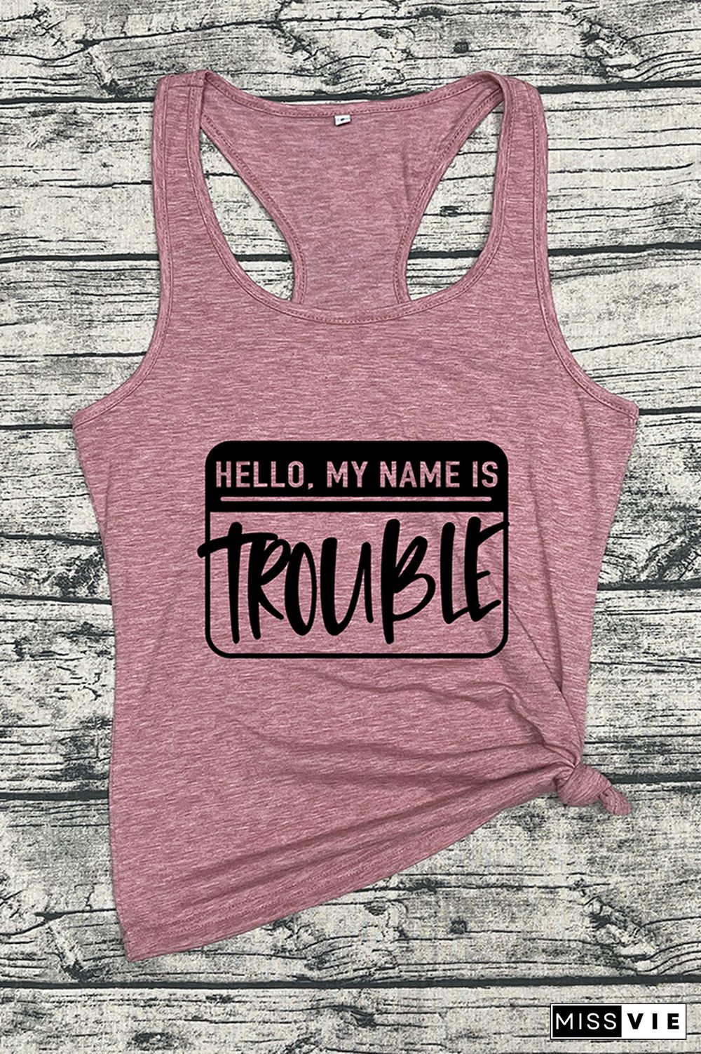 Hello My Name Is Trouble Sleeveless Tank Top Wholesale