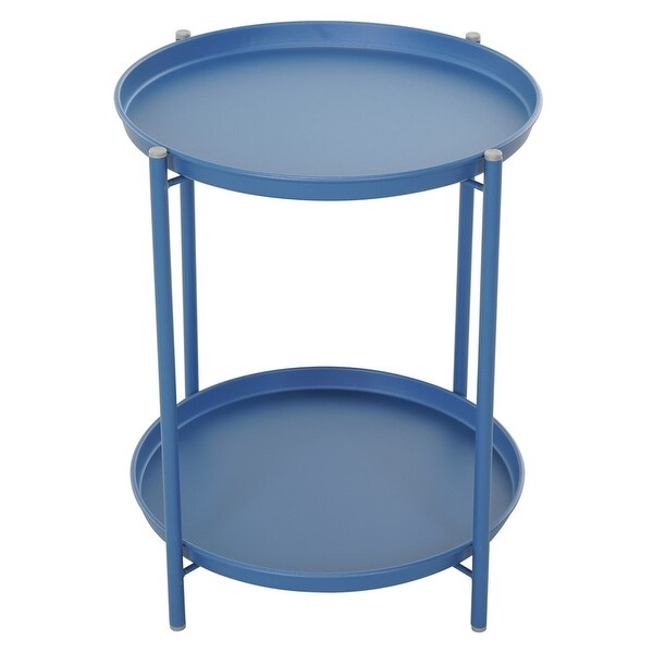 2Tier Metal Round Side Table for Outdoor and Indoor Use